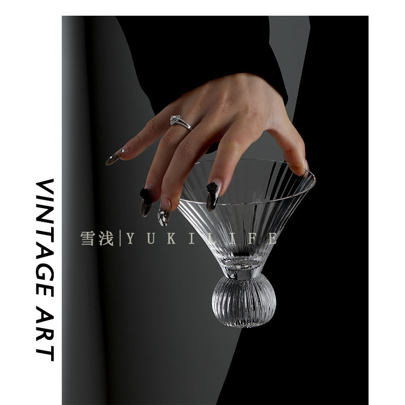 中古vintage水晶玻璃鸡尾酒杯