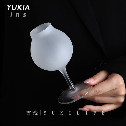 白色铃兰高脚杯中古水晶玻璃酒杯