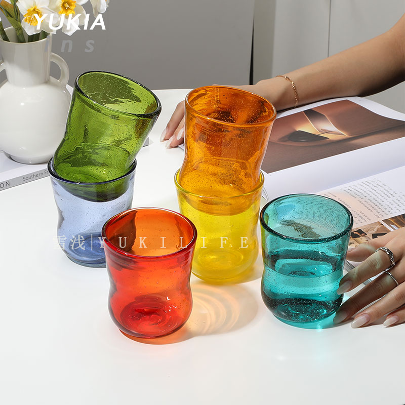YUKIins风彩色美式气泡杯