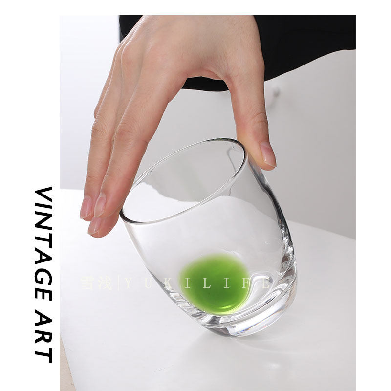 翡翠点翠杯 雪浅中古玻璃店 日式手作水晶玻璃酒杯杯子侘寂硝子杯,餐饮具,洋酒/威士忌杯,淘宝优惠券,粉丝福利购,淘宝优惠卷