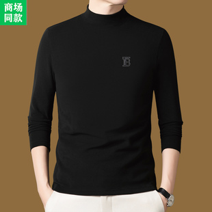 打底衫 正品 秋冬半高领双面绒内搭修身 t恤男士 上衣 意大利德绒长袖