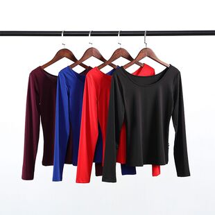 新款广场舞服装上衣长短袖春夏女舞蹈服练习专业拉丁舞圆领练功服