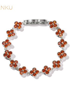 手链女原色锆石手工微嵌四叶草