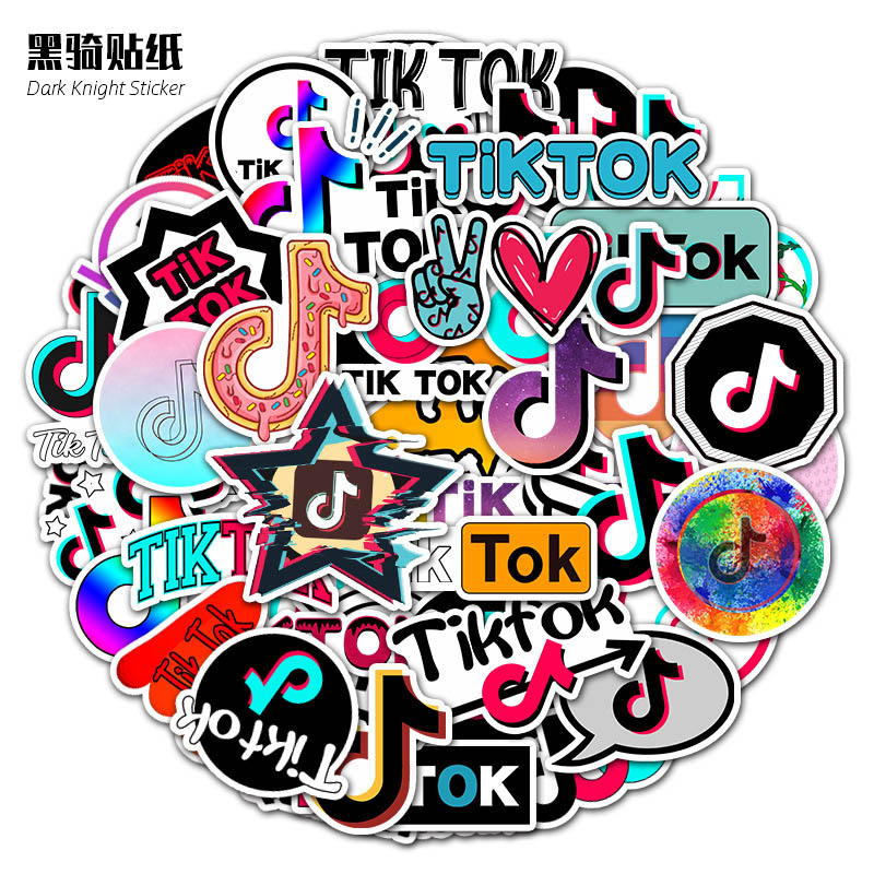 50张抖音TIKTOK贴纸lo笔记本个性小贴纸