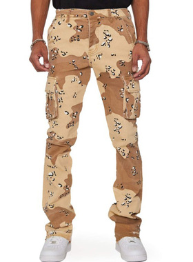 直筒裤男 Plus-size men's slacks casual straight-leg overalls