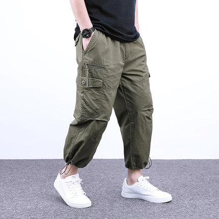 夏季男士八分裤男中裤7七分裤运动裤休闲裤薄款纯棉宽松短裤潮流