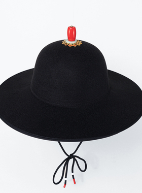 汉服帽子古装大圆帽飞鱼服万圣节侠客风锦衣卫黑色圆顶明制大檐帽