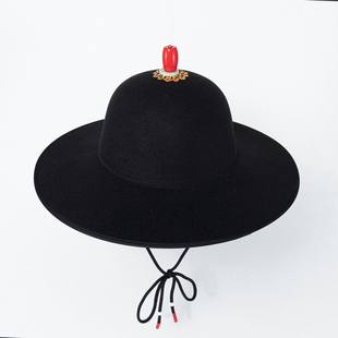 汉服帽子古装大圆帽飞鱼服万圣节侠客风锦衣卫黑色圆顶明制大檐帽