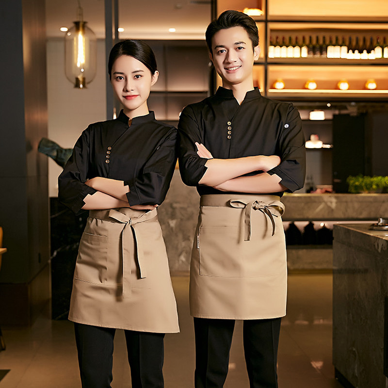 龙丽儿餐饮服务员工作服定制咖啡厅饭店火锅店工服酒店西餐厅工装