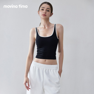 movingtime运动背心女撞色一体固定杯瑜伽服吊带文胸健身上衣显瘦