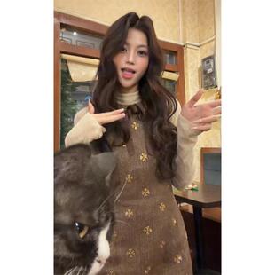 JOYIASS富家千金冬装套装韩系内搭修身打底衫复古小香风背带连衣