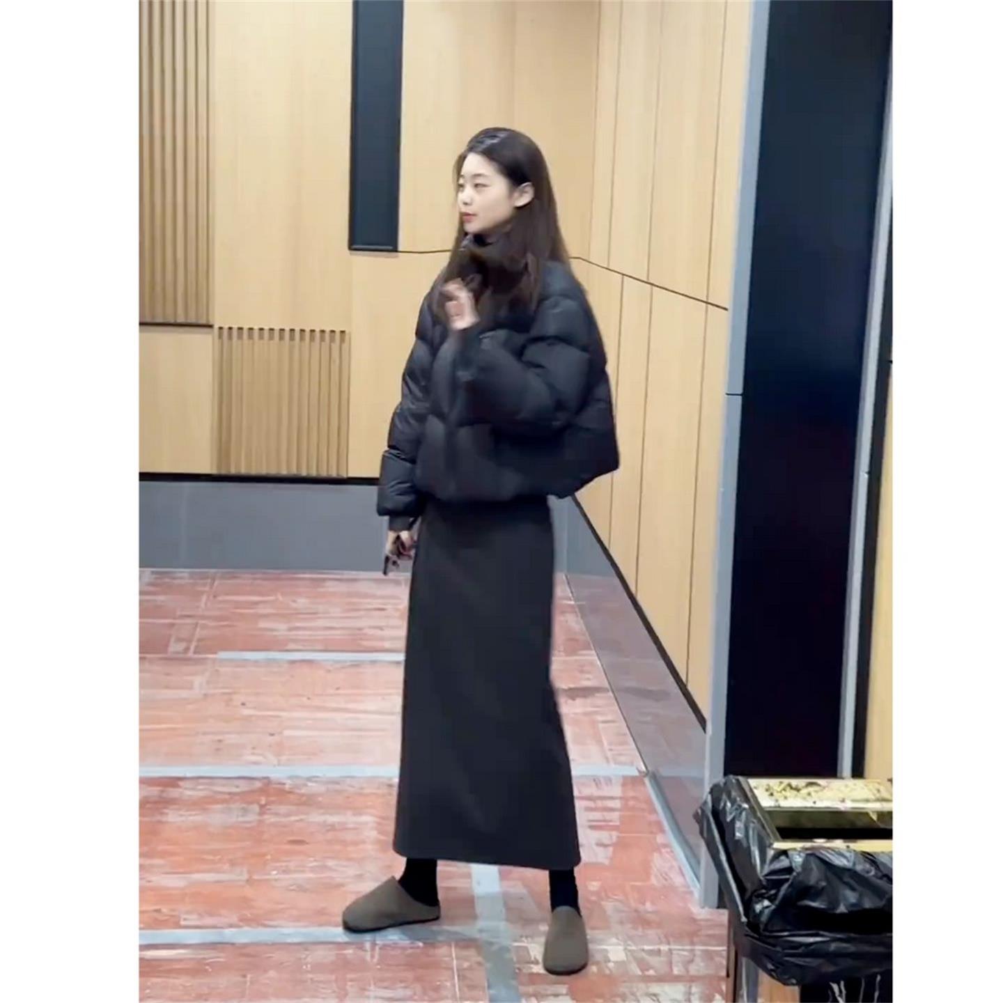 JOYIASS超好看冬裙套装高级感立领服外套显瘦高腰开叉直筒半身裙