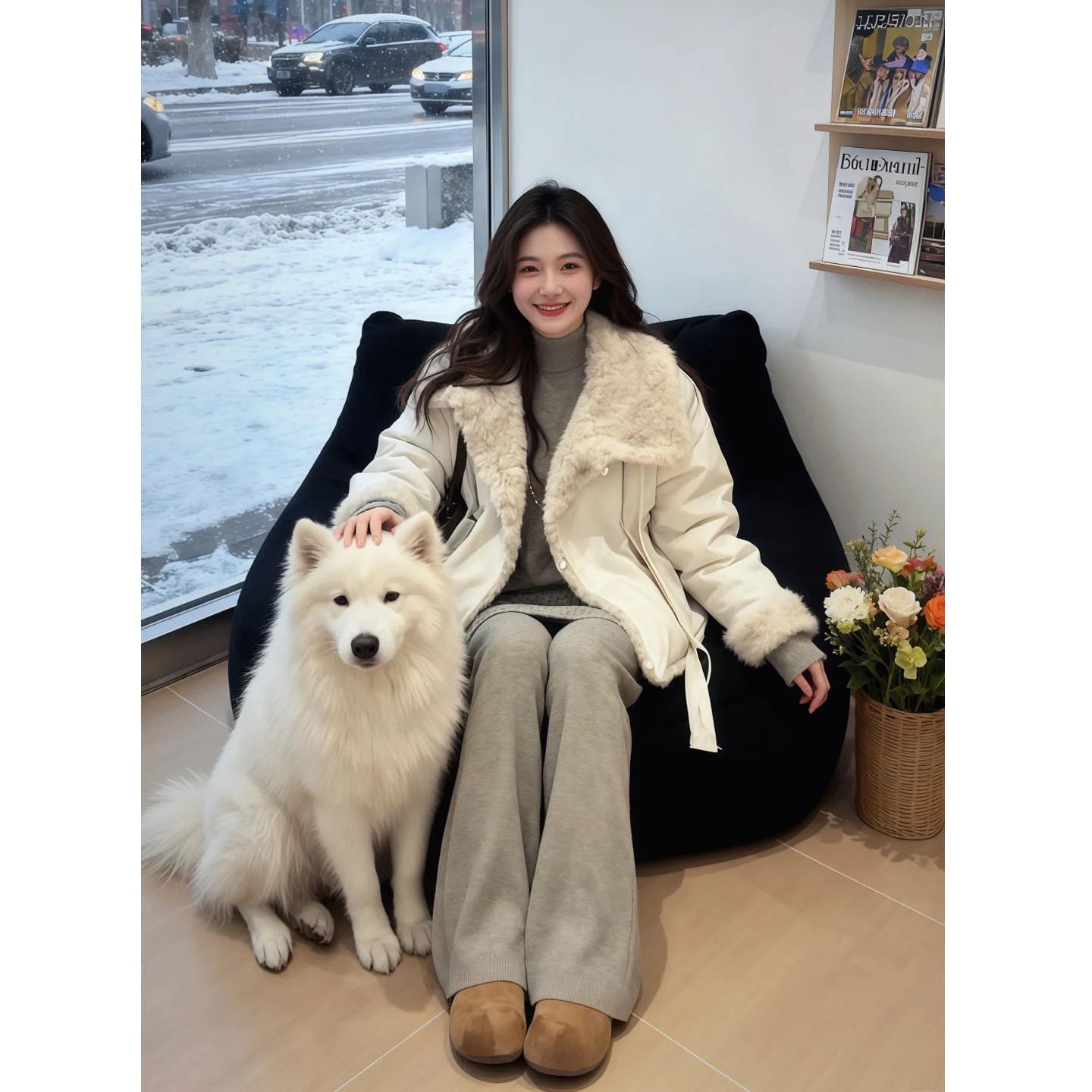 JOYIASS巨好看的穿搭一整套韩版翻领服外套内搭高领毛衣显瘦休闲