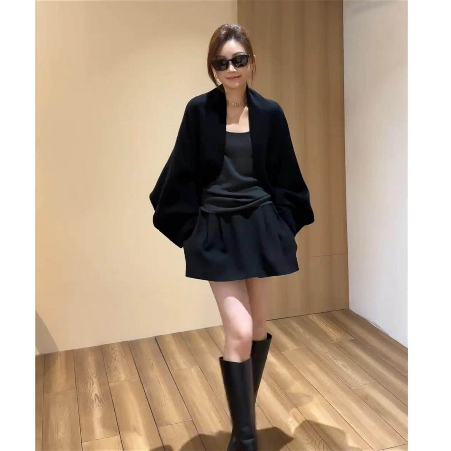 JOYIASS秋套装女2025新款chic高级感开衫上衣内搭无袖背心a字短裙