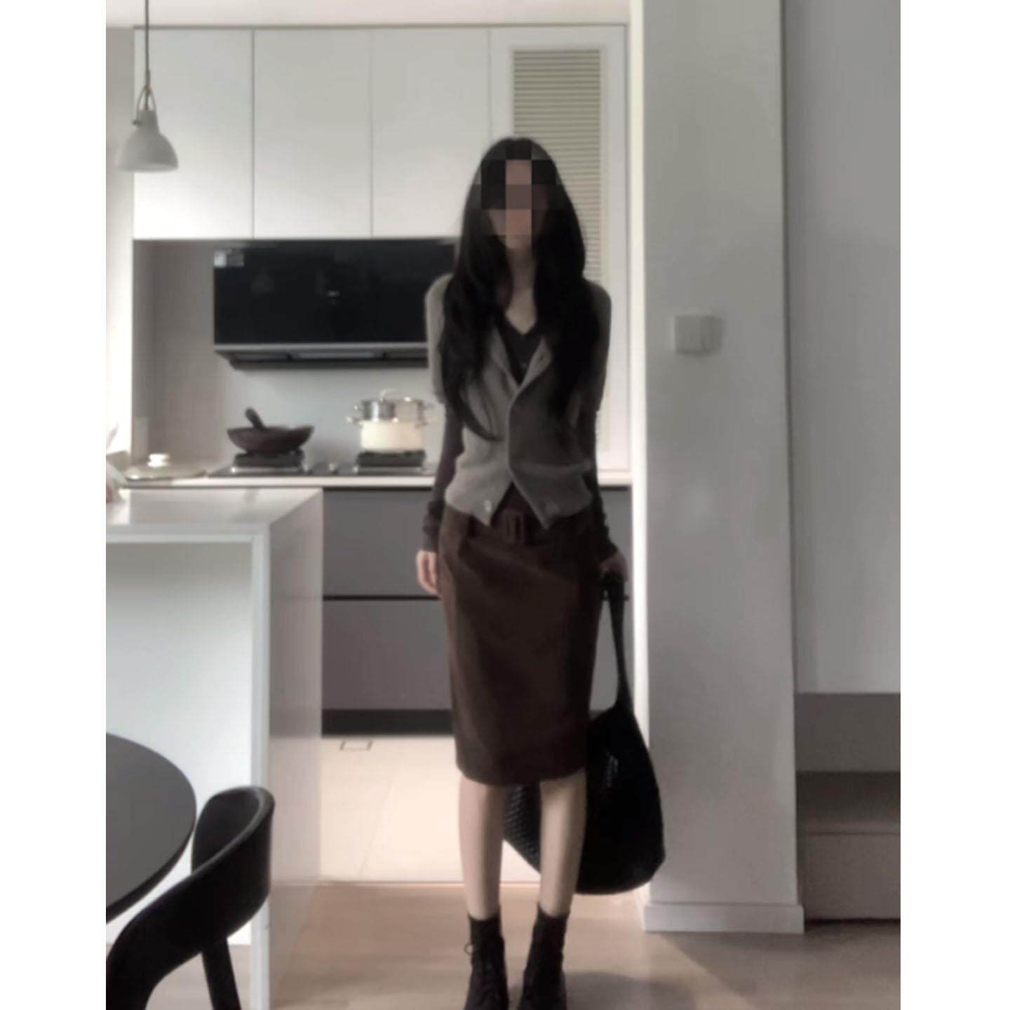 JOYIASS秋季穿搭一整套韩系内搭打底衫复古针织开衫气质直筒半身