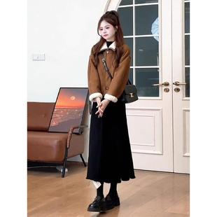 JOYIASS小香风一体两面穿羊羔毛外套女韩系搭配一整套冬装高级感