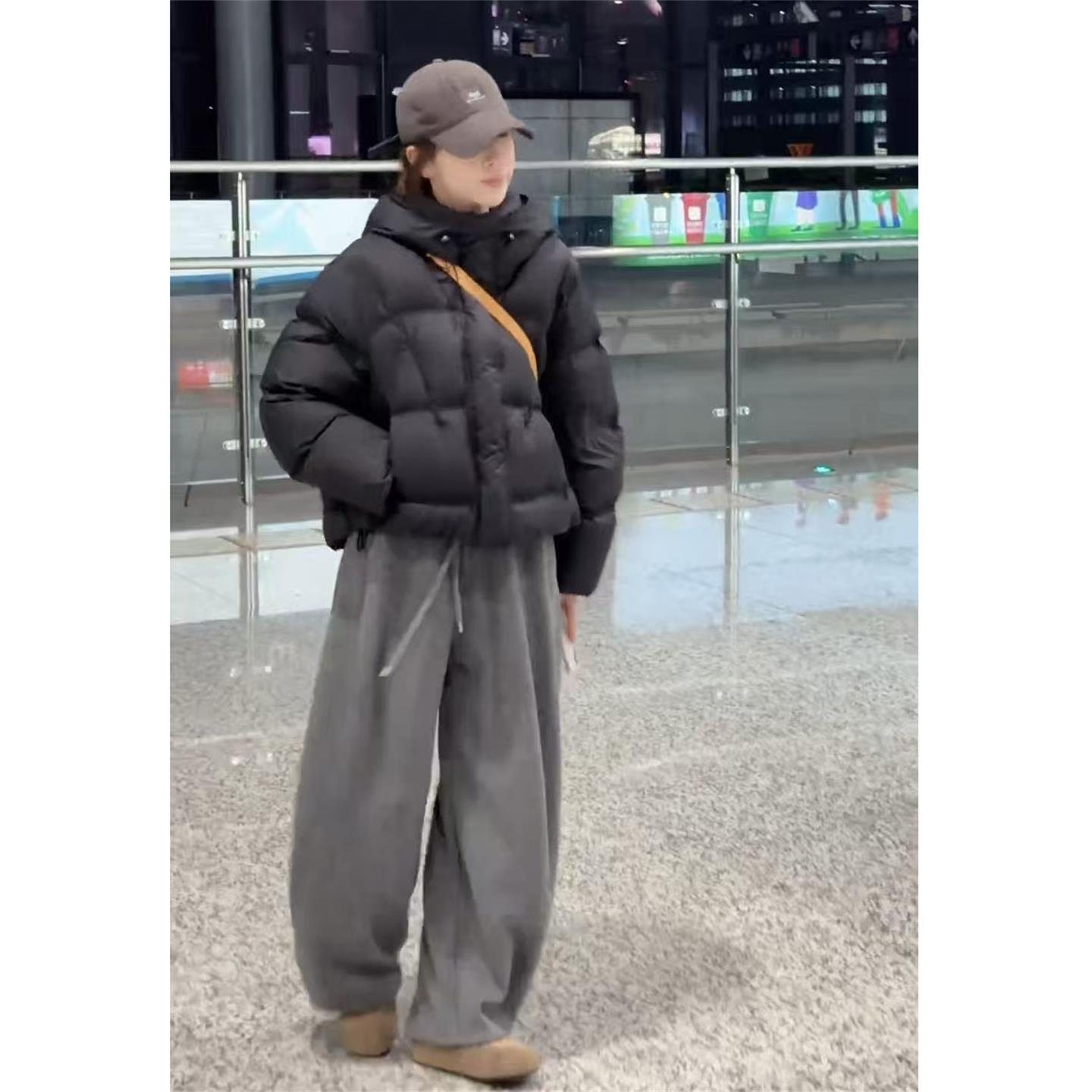 JOYIASS冬季一整套穿搭高级感百搭保暖连帽服外套加绒显瘦阔腿裤