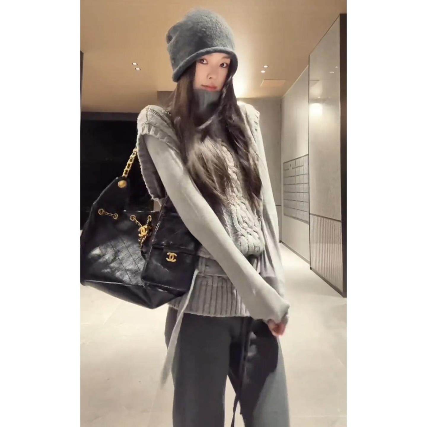 JOYIASS套装女2025新款秋冬简约修身打底衫覆古针织马甲背心微喇
