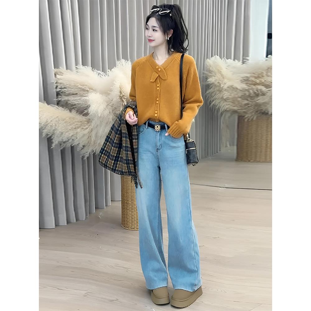 JOYIASS2025秋冬新款小个子穿搭韩系漂亮设计感小香风针织上衣牛