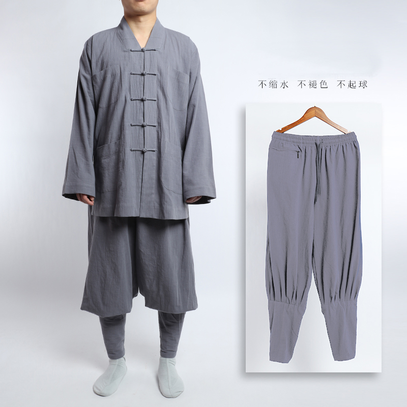 男士僧服夏季免绑腿短褂套装