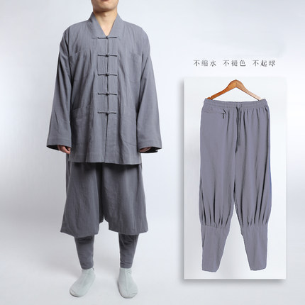 僧服夏季薄款短褂免绑腿套装僧衣夏款吸汗透气和尚服装练功服师父