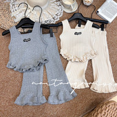 2025新款 子韩版 女宝宝薄款 背心上衣休闲防蚊裤 两件套 夏季 女童套装