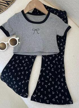 女童装时髦洋气短袖裤子套装2025新款韩版儿童炸街两件套女宝童装