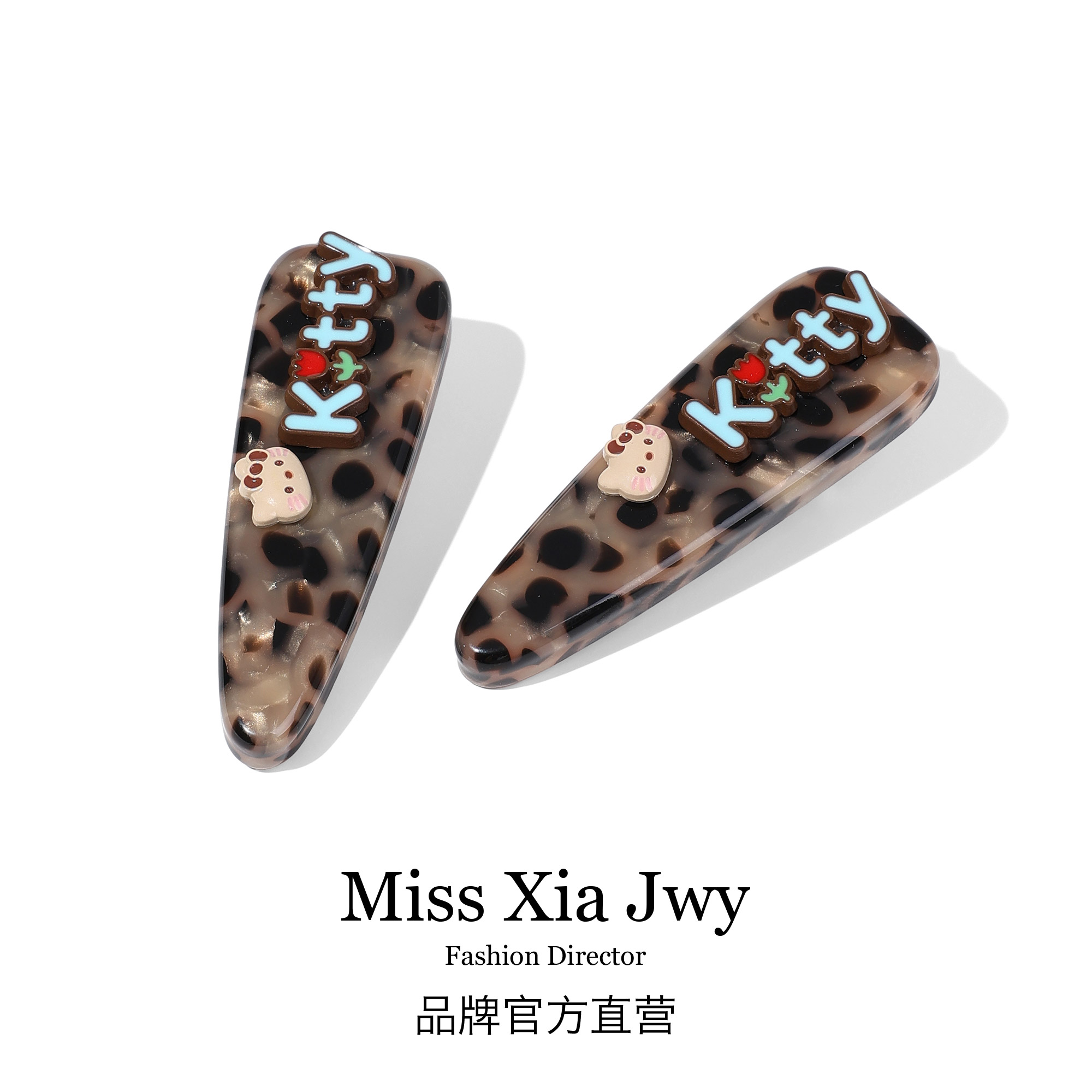韩国可爱卡通豹纹KT猫发夹
