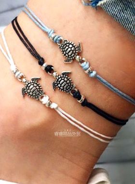 Vintage turtle pendant bracelet beach foot chain anklets脚链