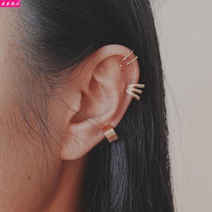 simple no-piercing ear bone clip hip hop earrings set 耳夹女