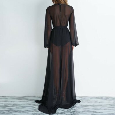 21Ladies summer sexy beach long dress mesh cardigan防晒上衣