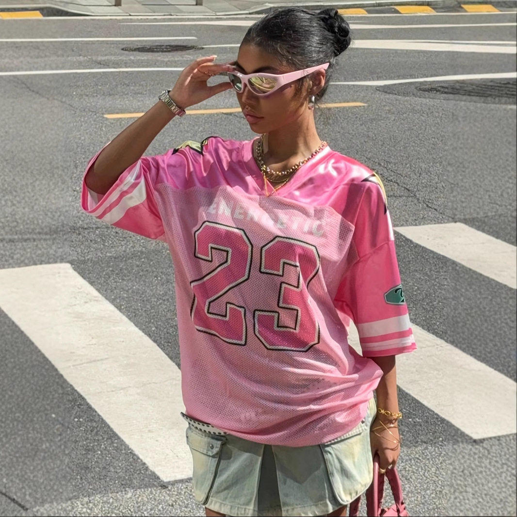 Printed girls' sports style top short sleeved T