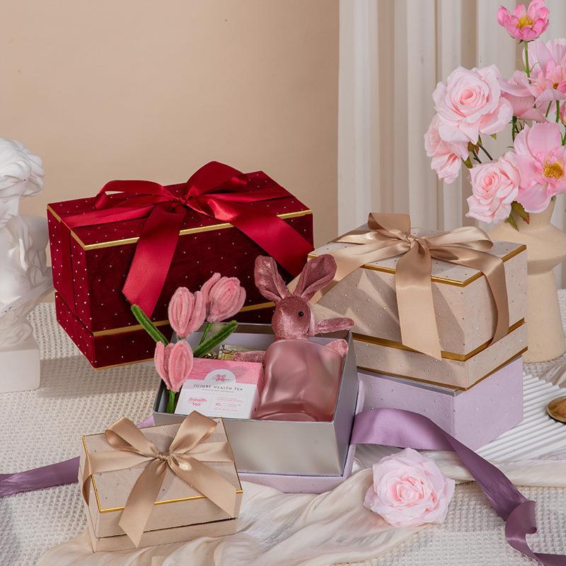 满天星浪漫情人节礼品盒精美蝴蝶结节日伴手礼盒礼盒婚礼喜糖盒