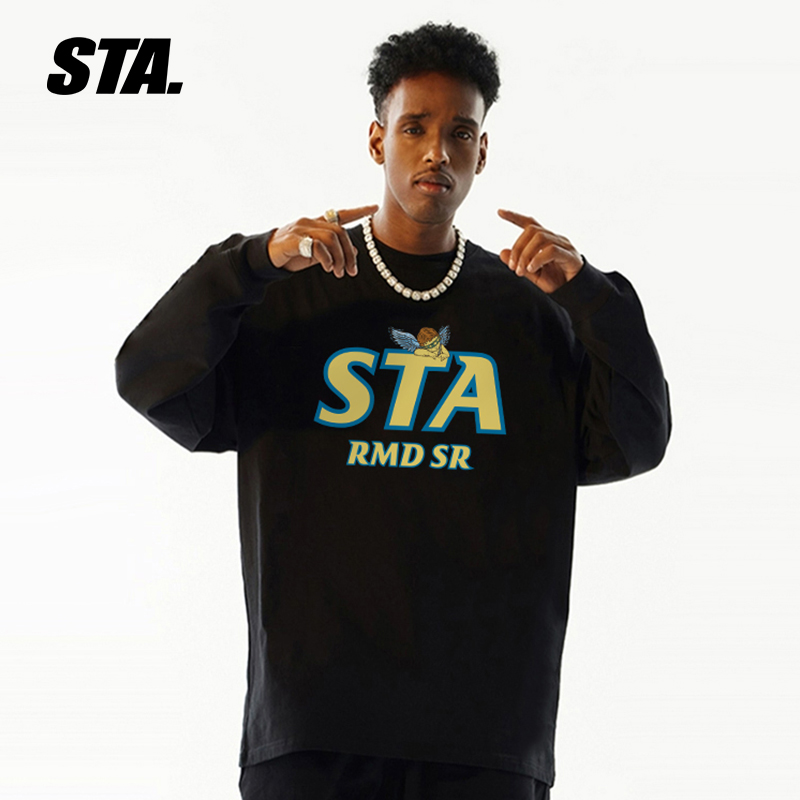 STA长袖t恤宽松纯棉美式秋季印花