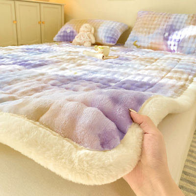 秋冬季加厚兔毛牛奶绒床垫软垫家用加绒床盖宿舍毛绒床单垫被褥子