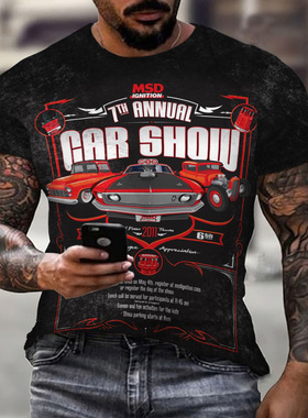 Route 66 3D Digital Printing Street Hip Hop Slim Fit3D上衣男