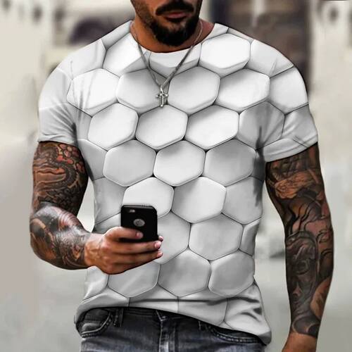 3D printed round-neck short-sleeved top3d印花t恤圆领短袖上衣