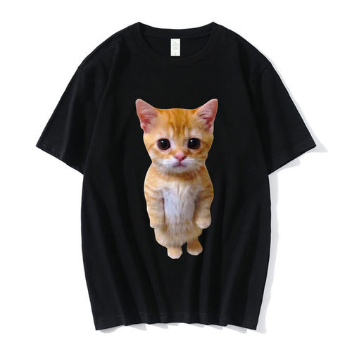 运动3D猫咪圆领大码T恤
