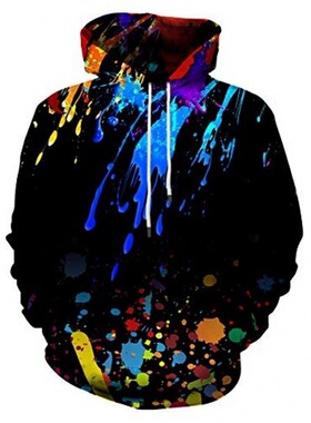 3D graffiti print long-sleeved hoodie   3D涂鸦印花长袖连帽衫