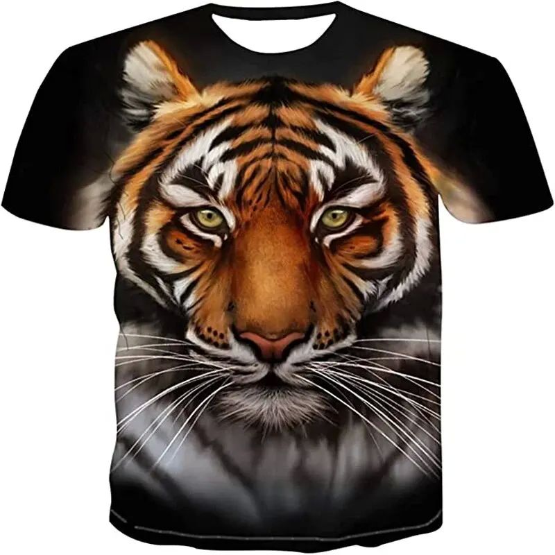 Leisure 3D animal tiger loose short sleeve3D动物老虎宽松短袖