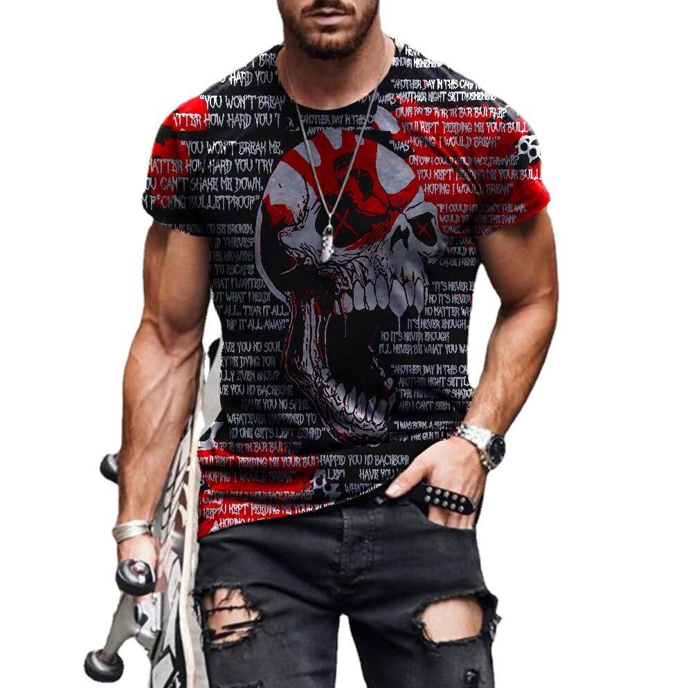 2021 new trend short-sleeved skull print t-shirt men 印花t恤