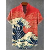 上衣男 printed shirt men 衬衫 button top3D印花打印男士