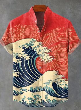 3D printed men's button up shirt top3D印花打印男士衬衫上衣男