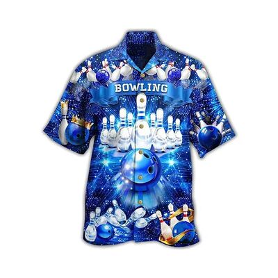 3D bowling loose short sleeve shirt     3D保龄球宽松短袖衬衫