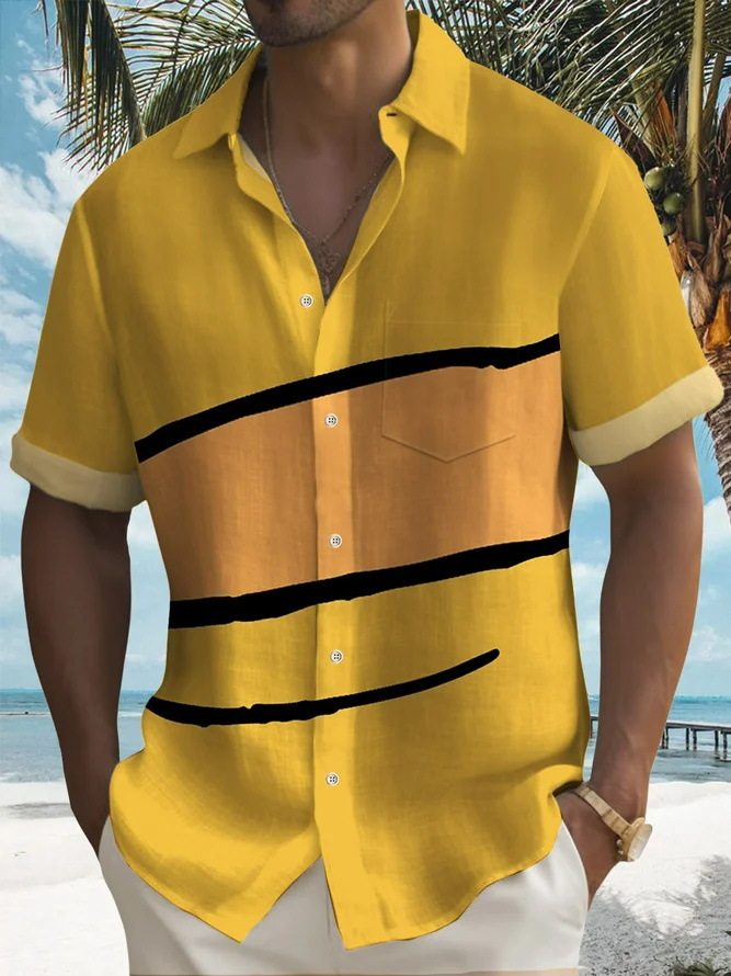 海滩3D印花大码短袖衬衣