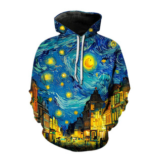 print loose hoodie 连帽衫 painting 3D油画印花宽松长袖 oil