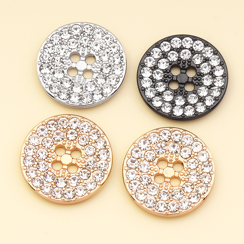 金属大衣纽扣女式毛衣开衫高端奢华时尚精致镶钻石装饰四眼大扣子