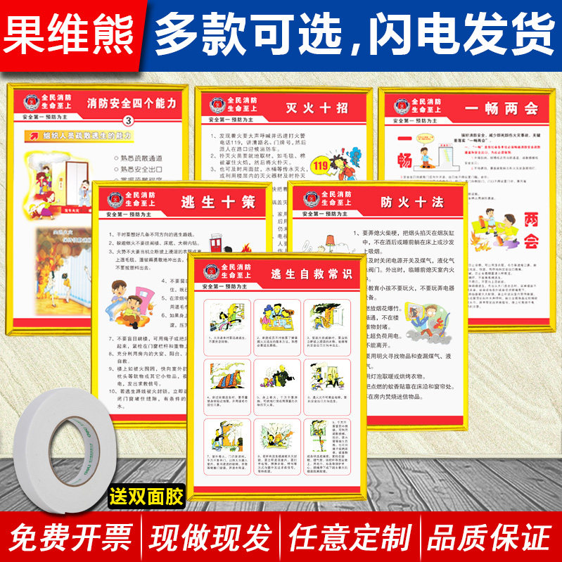 安全消防知识宣传图海报车间工厂仓库生产管理标识四个能力三提示三一懂四会安监检查标语框上墙贴画定制kt板