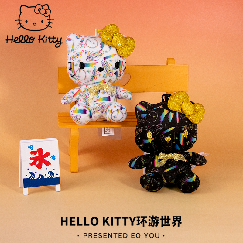 正品现货HelloKitty拉斯维加斯Kitty系列黑白包挂件毛绒公仔礼物