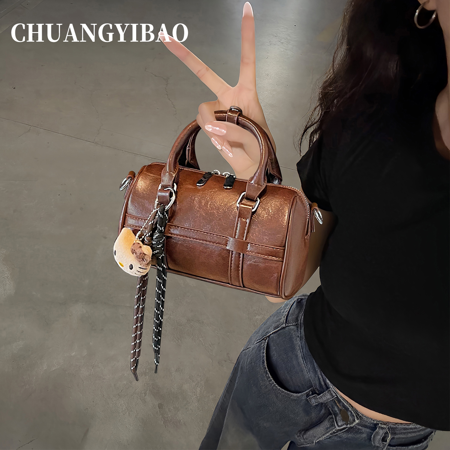 【品牌直营】超火精致手提圆筒包